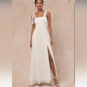 NWT Lulus Radiant Romance White Tie-Strap Maxi Dress